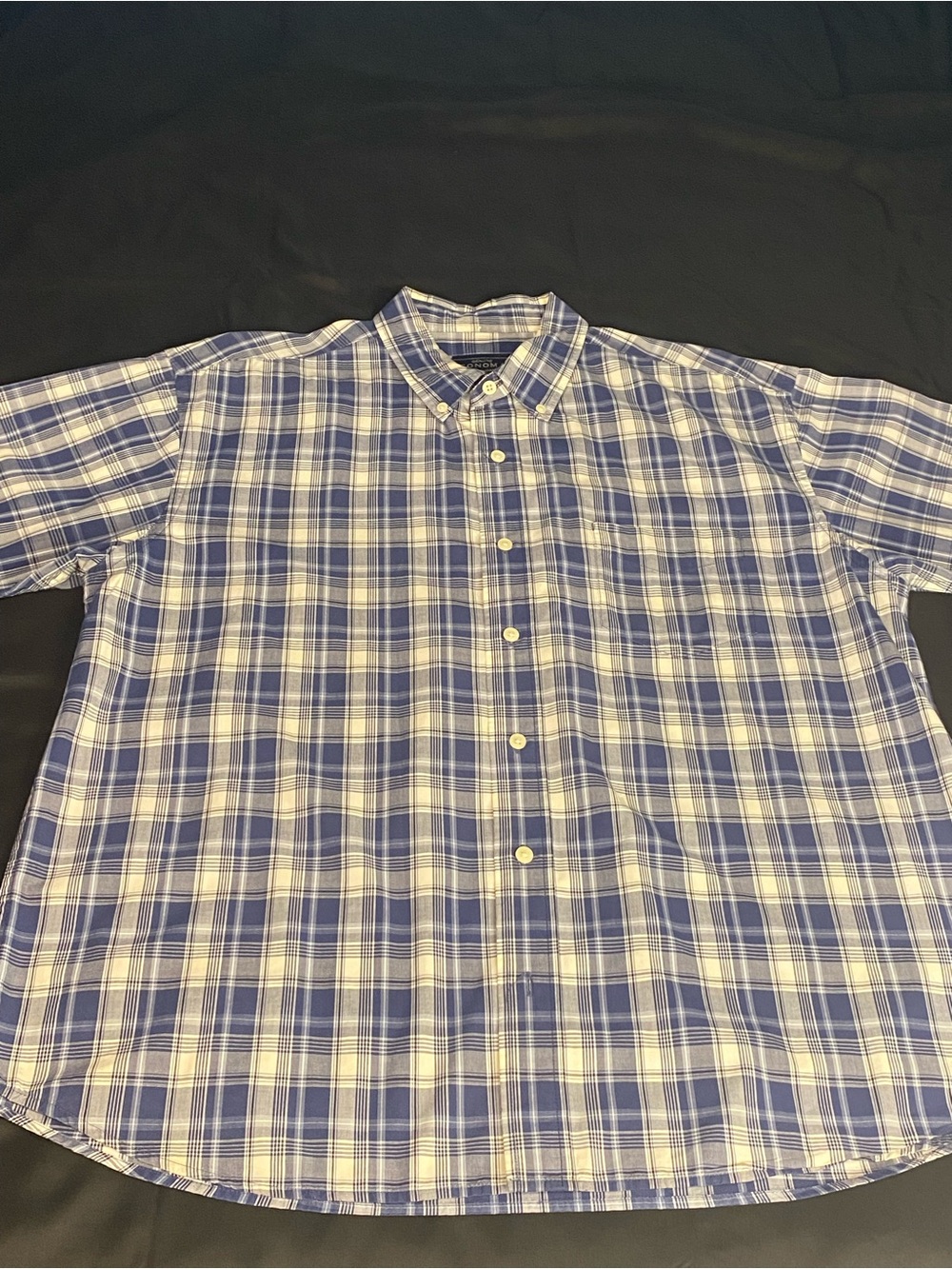 Sonoma Blue and White Plaid Button-Down Shirt